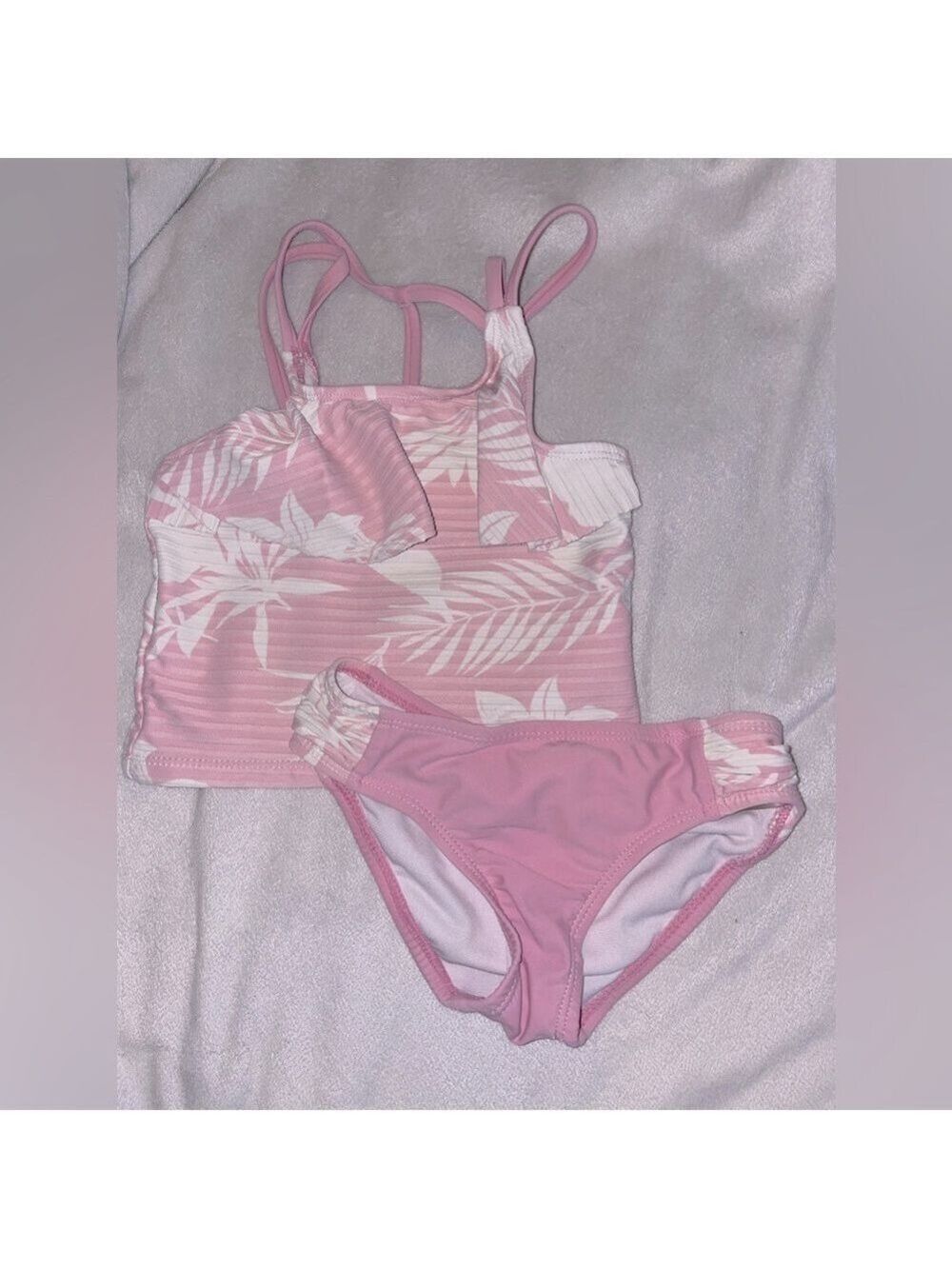 KENSIE Girl pink swimsuit Hawaiian floral print tankini 4 5 6 7 bikini